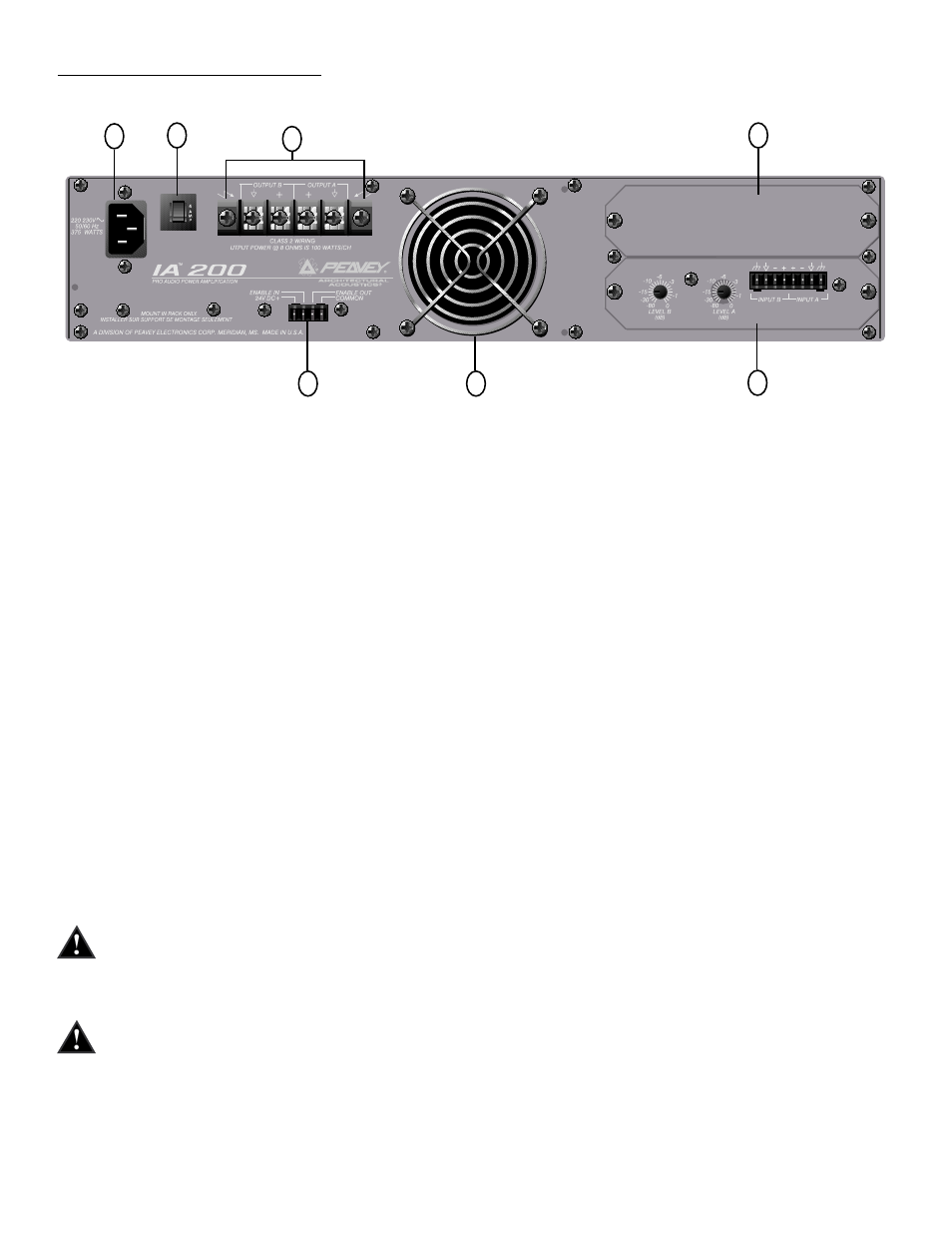 Back panel features | Peavey IA 400V User Manual | Page 6 / 69