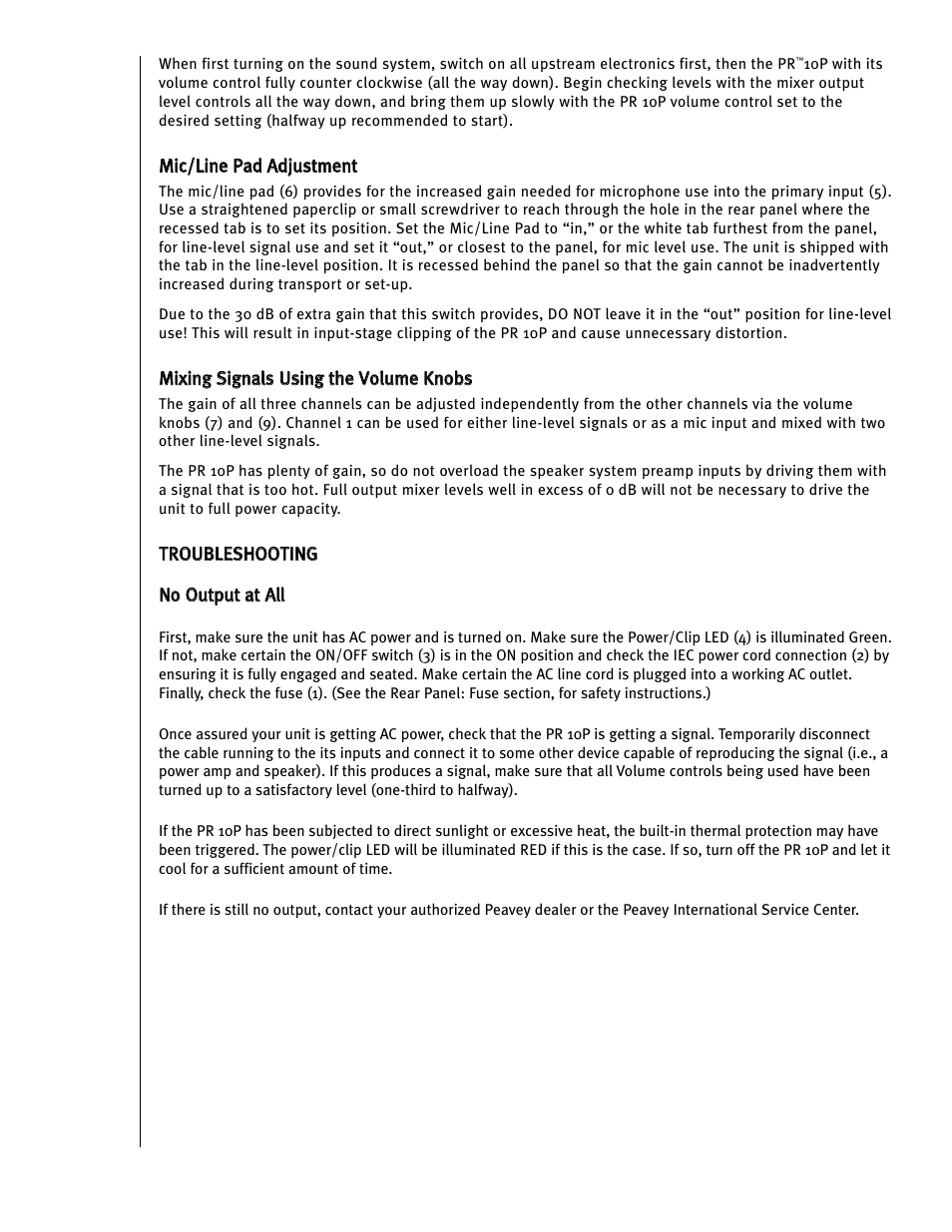 Peavey PR 10P User Manual | Page 9 / 44