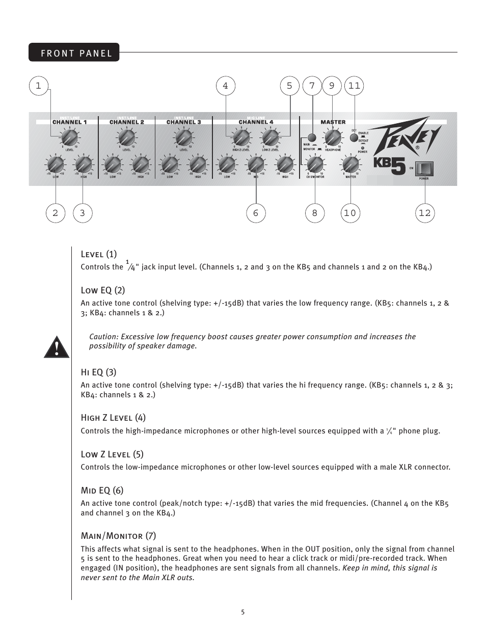 Peavey KB4/KB5 User Manual | Page 5 / 28