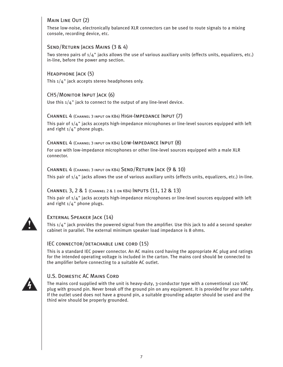 Peavey KB4/KB5 User Manual | Page 7 / 28