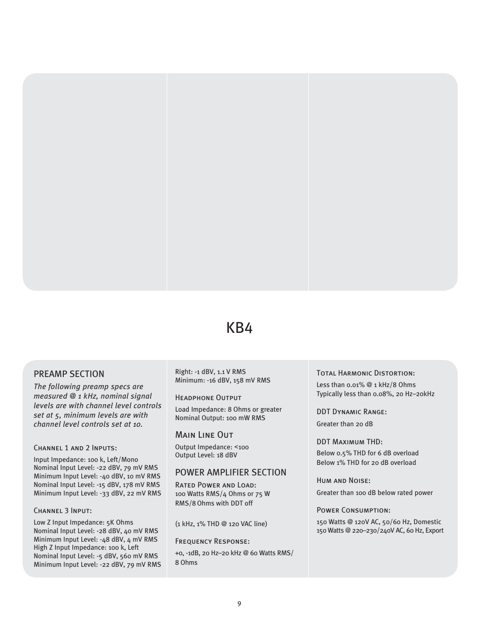 Specifications | Peavey KB4/KB5 User Manual | Page 9 / 28