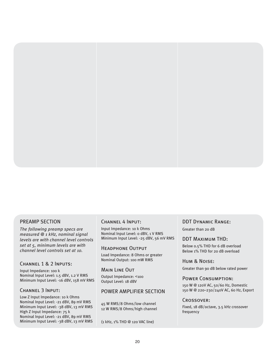 Kb®3, Kb®2, Especificciones | Peavey KB2/KB3 User Manual | Page 20 / 24