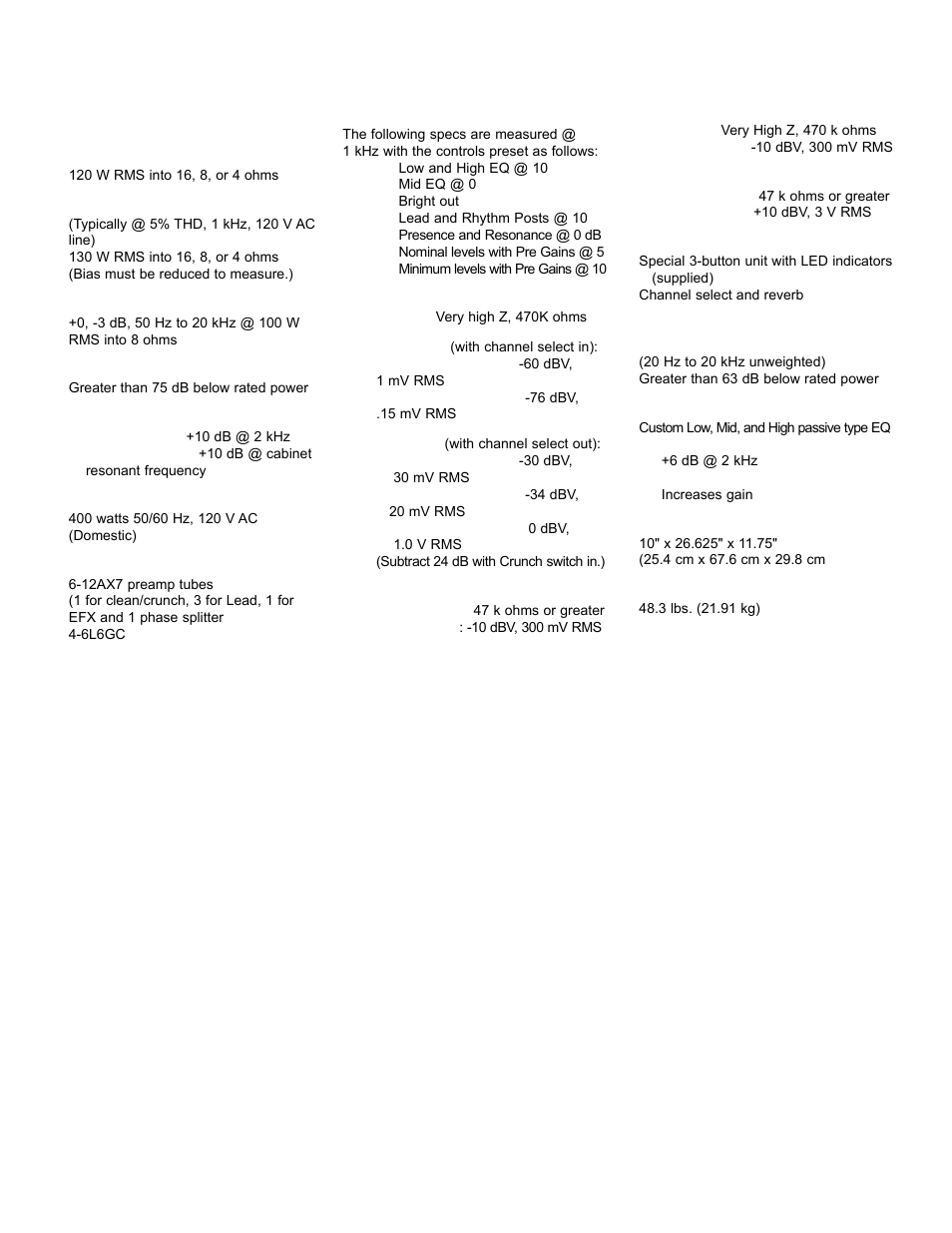 Ii specifications | Peavey EVH 5150 II User Manual | Page 19 / 28