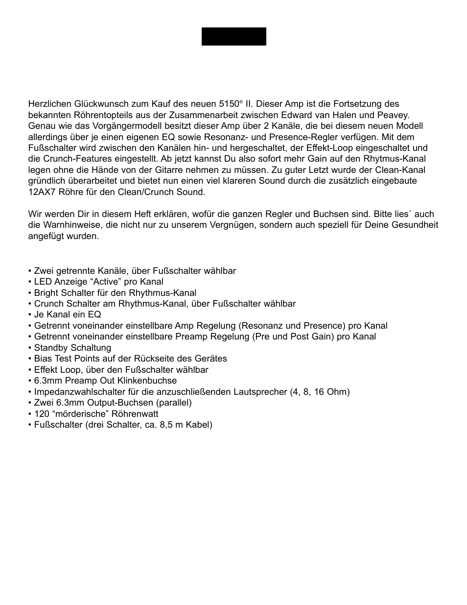 Ii röhrenverstärker | Peavey EVH 5150 II User Manual | Page 20 / 28