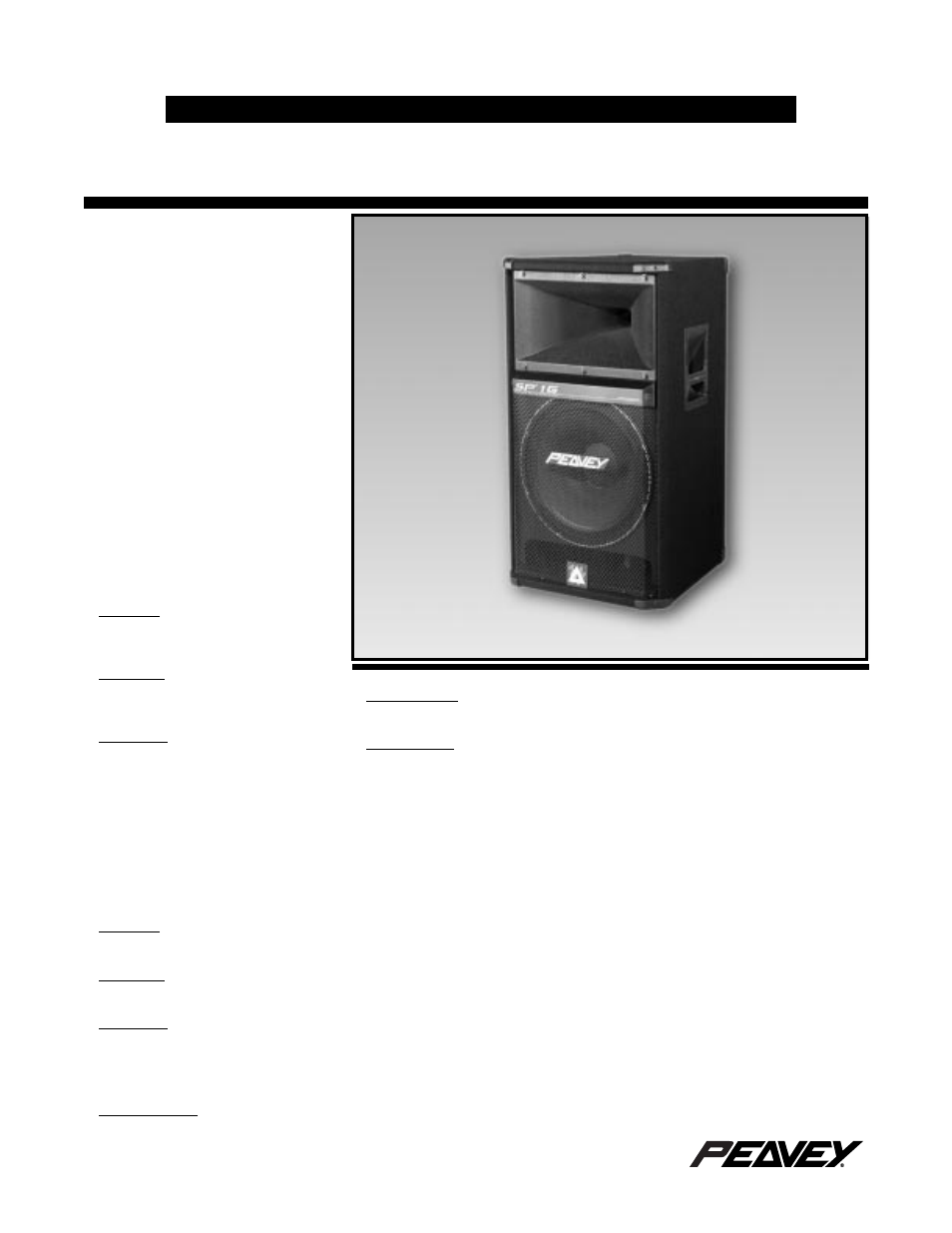 Peavey SP 1G User Manual | 4 pages