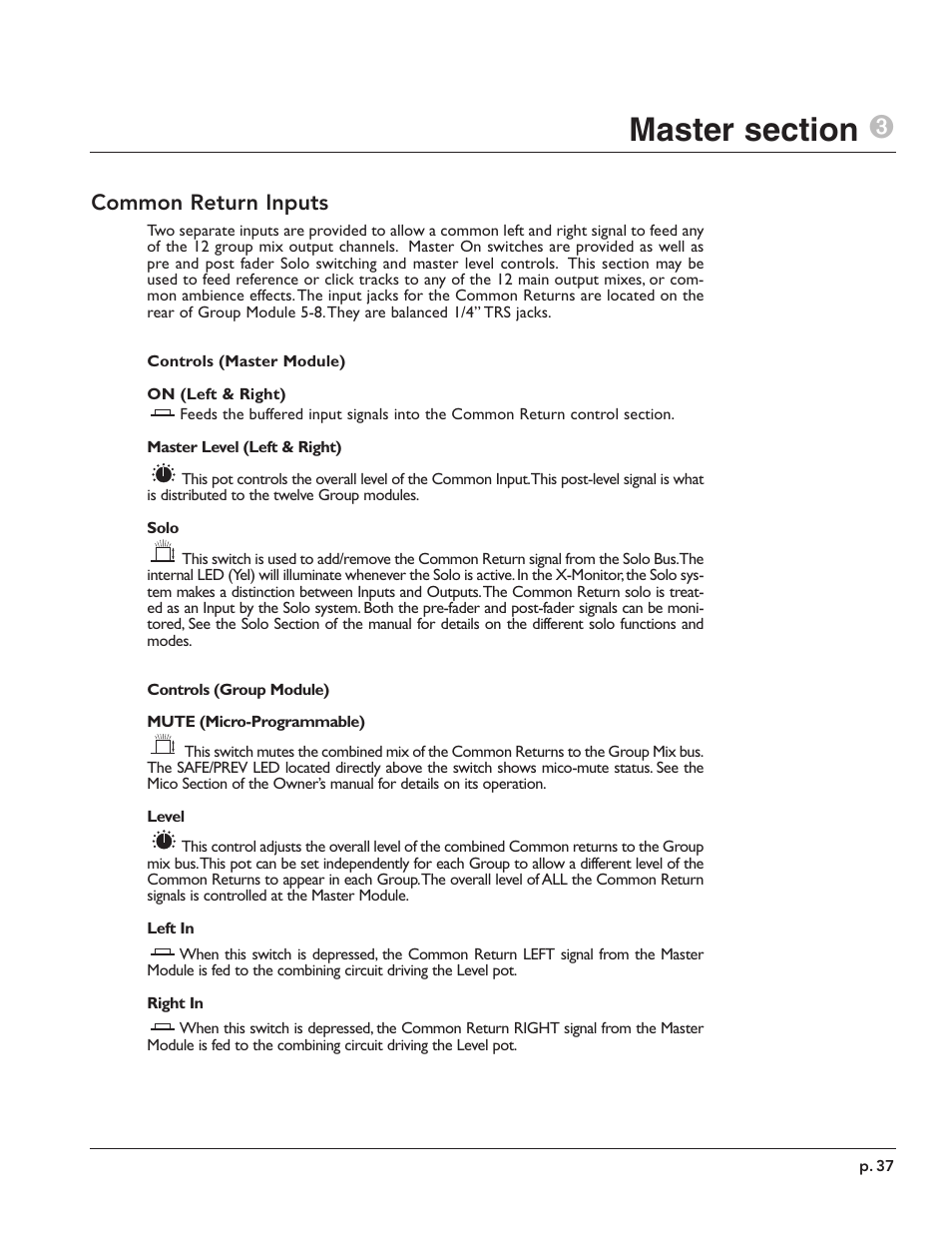 Common return inputs | Peavey X-Monitor User Manual | Page 37 / 72