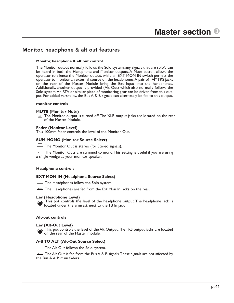 Monitor, headphone & alt out features | Peavey X-Monitor User Manual | Page 41 / 72