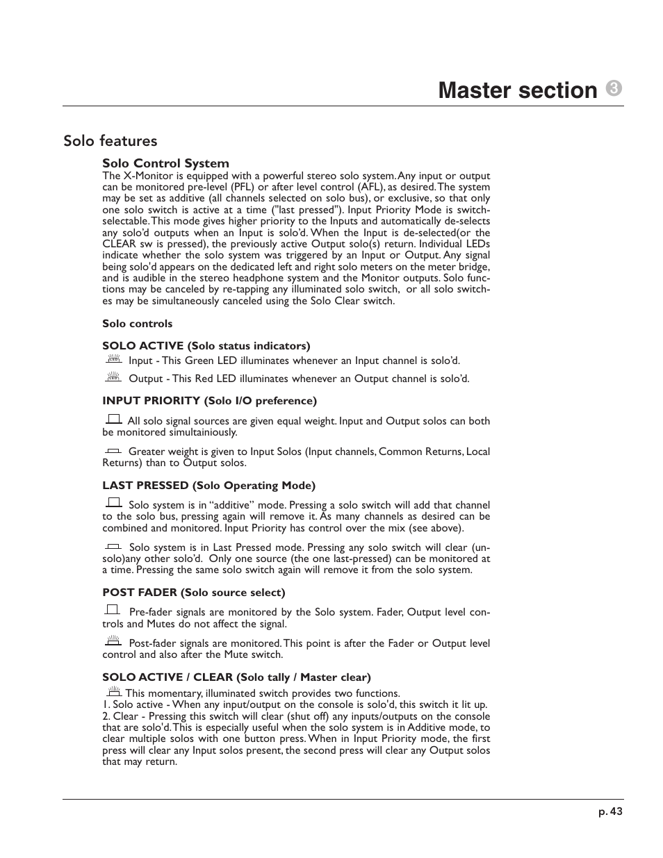Solo features | Peavey X-Monitor User Manual | Page 43 / 72