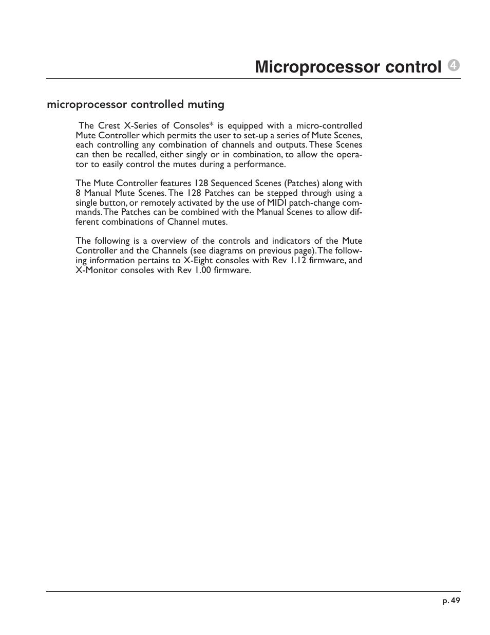 Microprocessor control 4 | Peavey X-Monitor User Manual | Page 49 / 72
