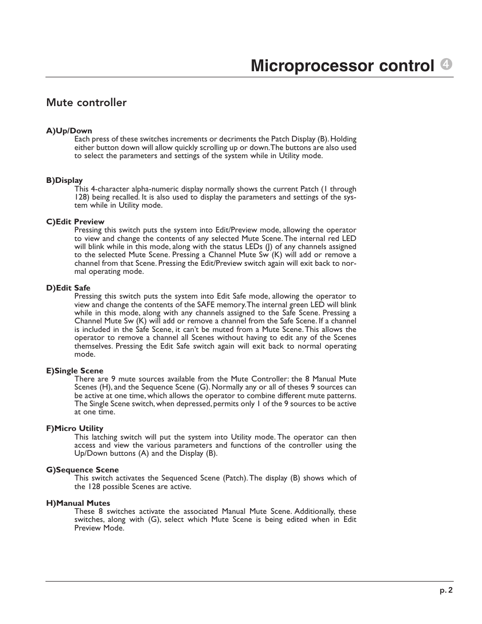 Microprocessor control 4 | Peavey X-Monitor User Manual | Page 51 / 72
