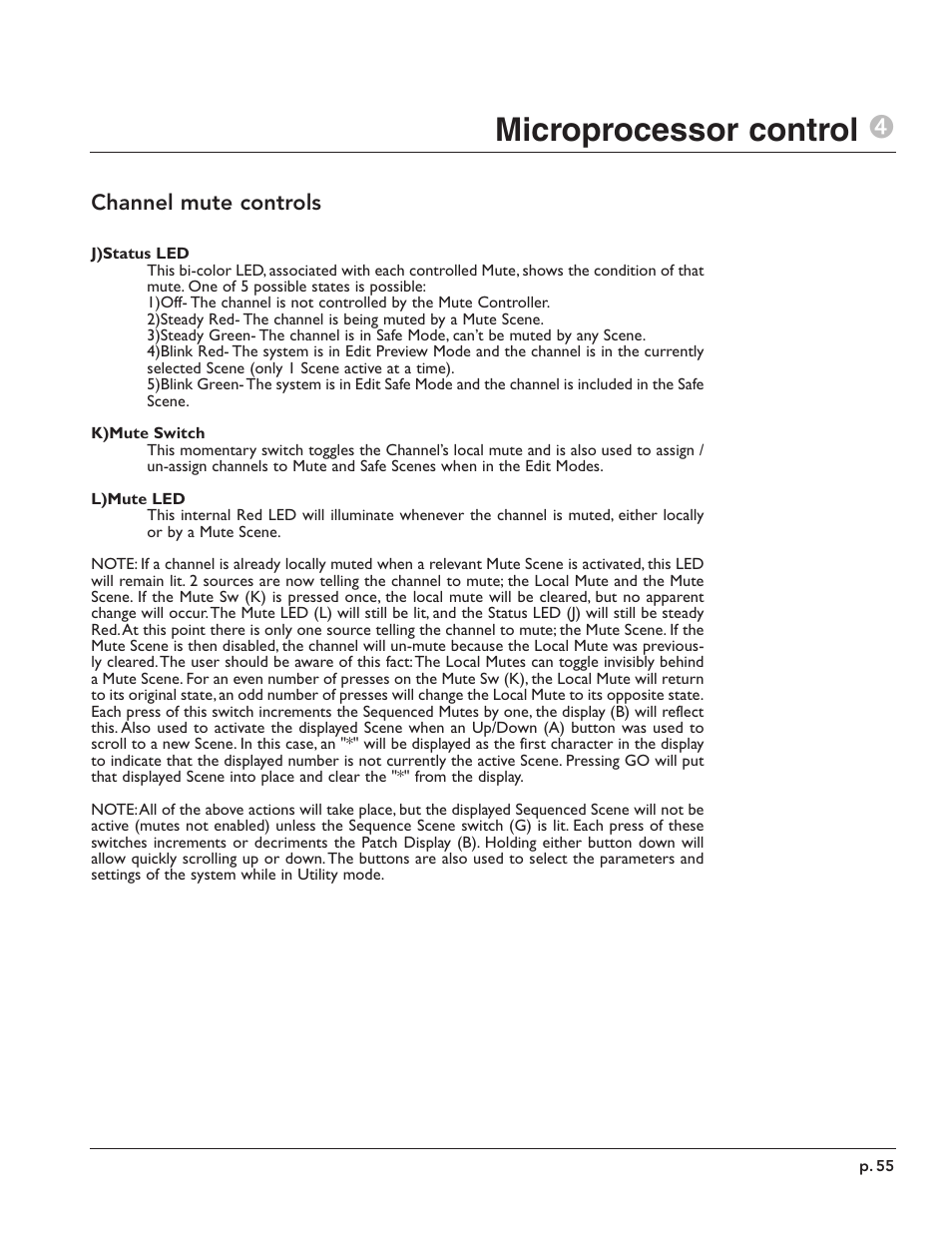 Microprocessor control 4 | Peavey X-Monitor User Manual | Page 55 / 72