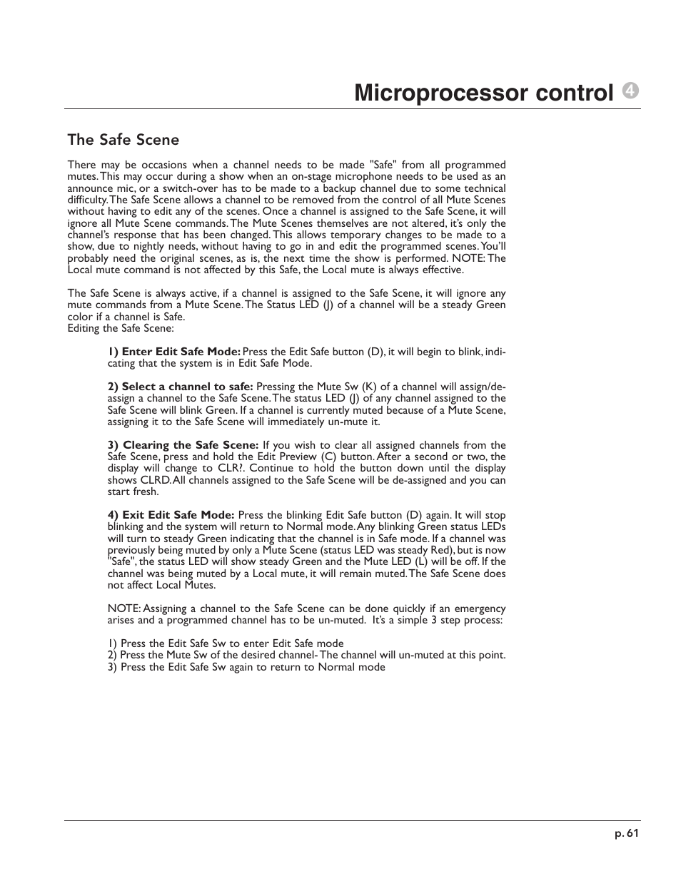 Microprocessor control 4 | Peavey X-Monitor User Manual | Page 61 / 72