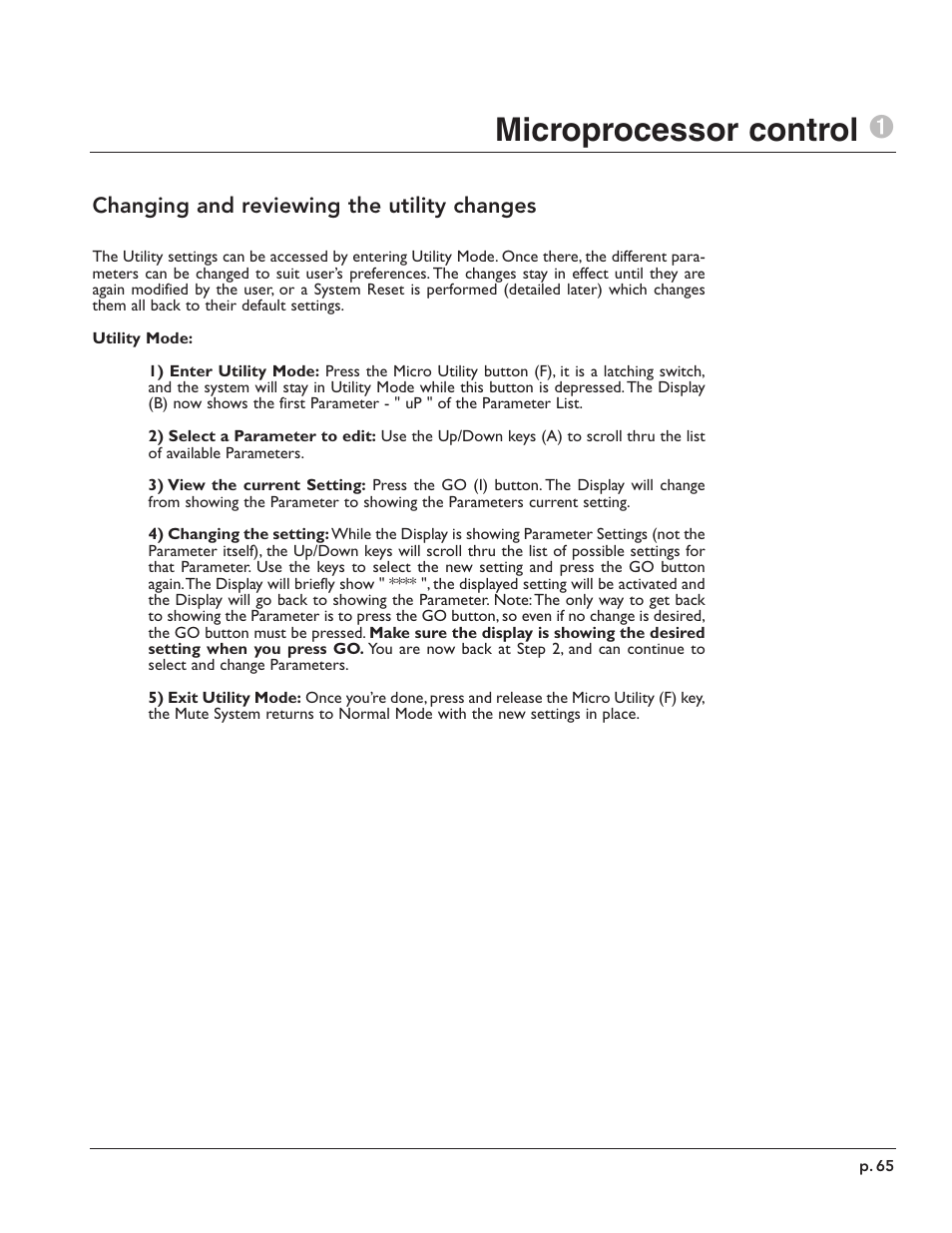 Microprocessor control 1 | Peavey X-Monitor User Manual | Page 65 / 72