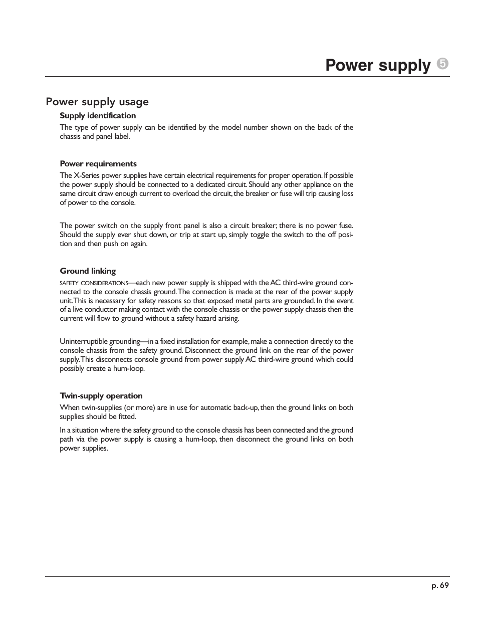 Power supply 5 | Peavey X-Monitor User Manual | Page 69 / 72