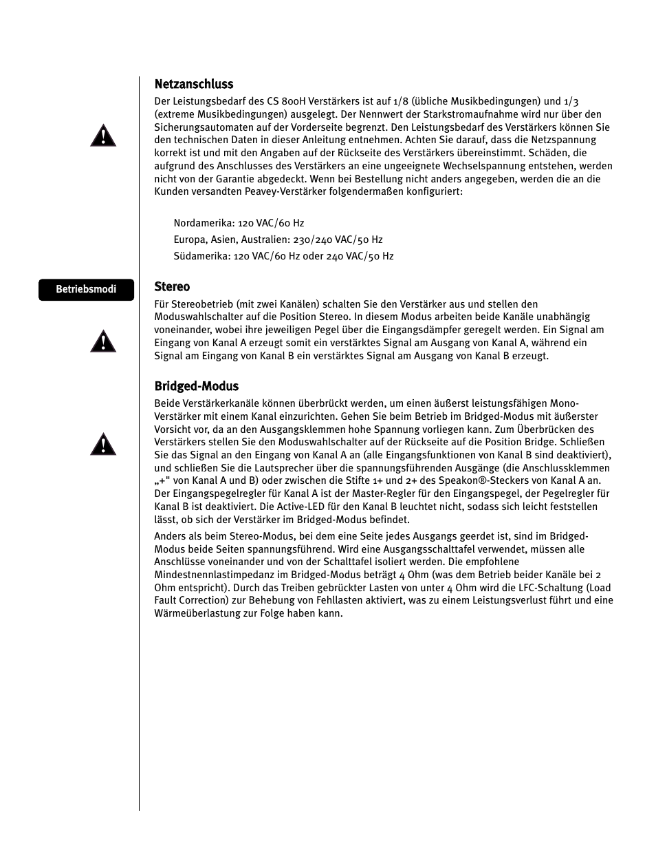 Peavey CS 800H User Manual | Page 21 / 60