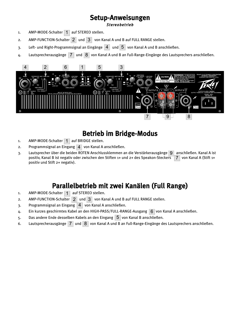 Sse ettu up p--a an nw we eiis su un ng ge en n | Peavey CS 800H User Manual | Page 29 / 60