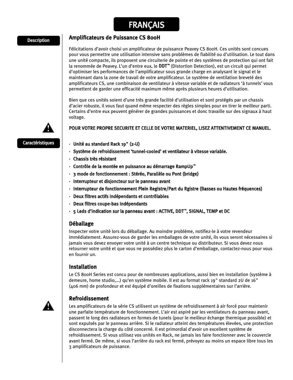 Ffr ra an nç ça aiis s | Peavey CS 800H User Manual | Page 46 / 60