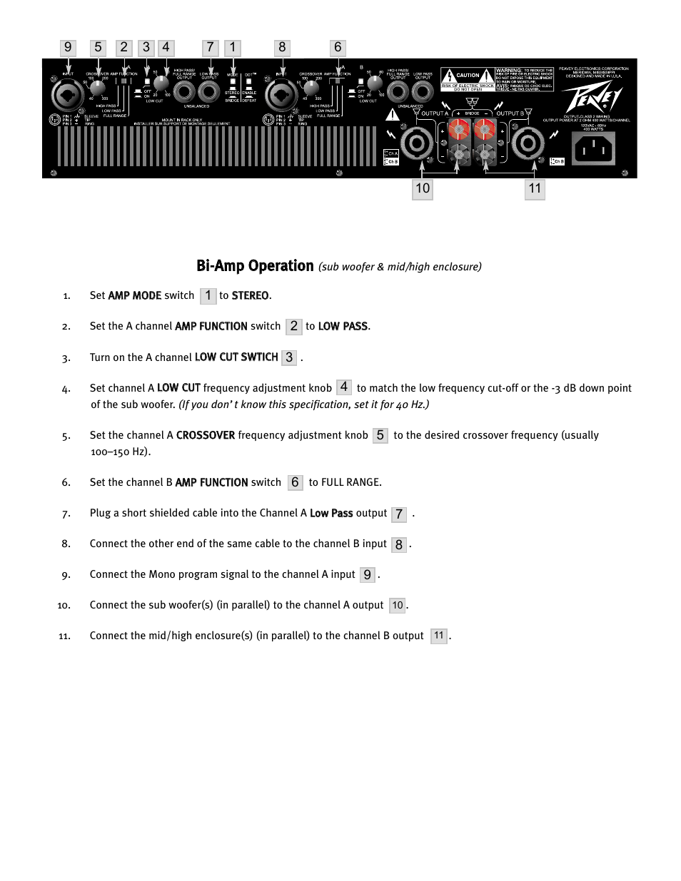 Bbii--a am mp p o op pe erra attiio on n | Peavey CS 800H User Manual | Page 55 / 60