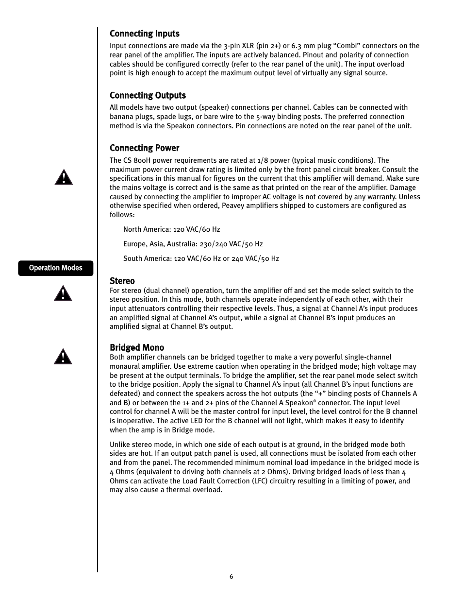 Peavey CS 800H User Manual | Page 6 / 60