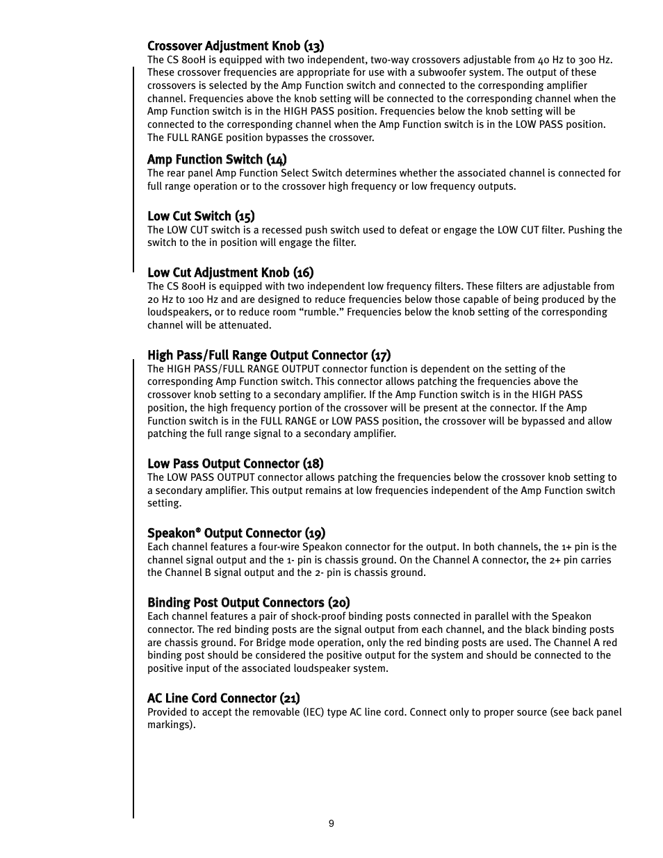 Peavey CS 800H User Manual | Page 9 / 60