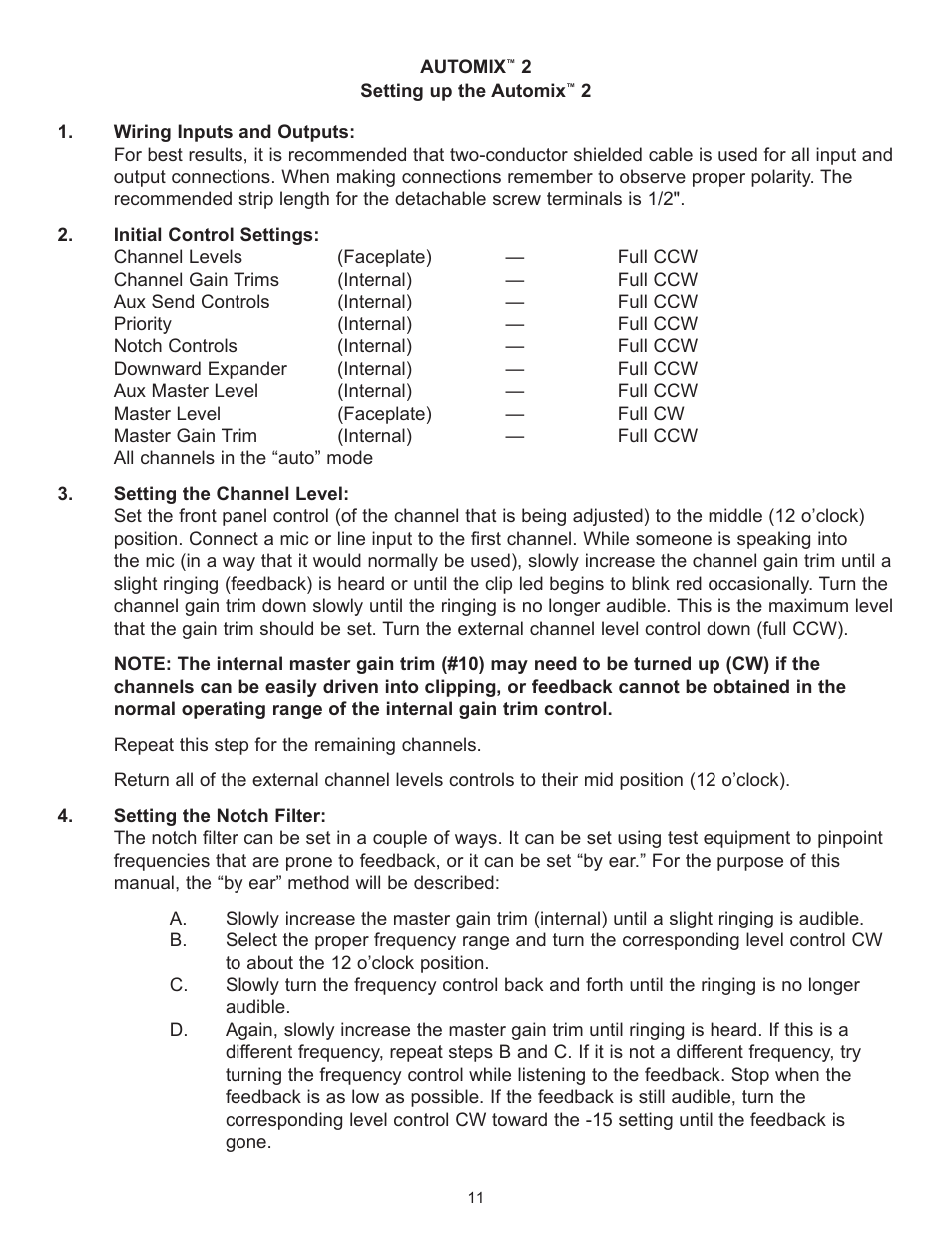 Peavey Automix2 User Manual | Page 11 / 32