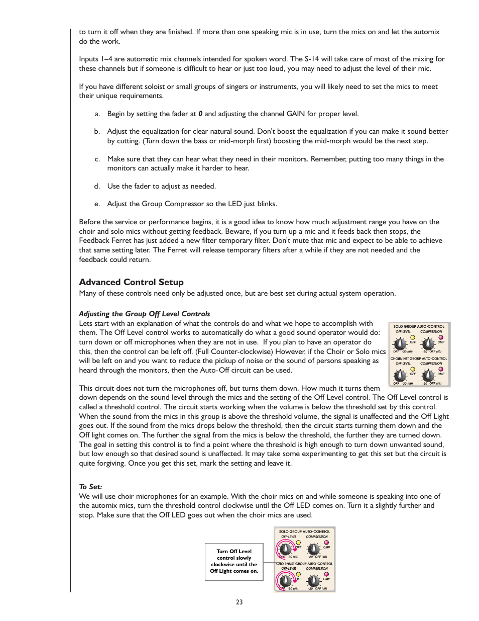 Advanced control setup | Peavey S-14 User Manual | Page 23 / 32