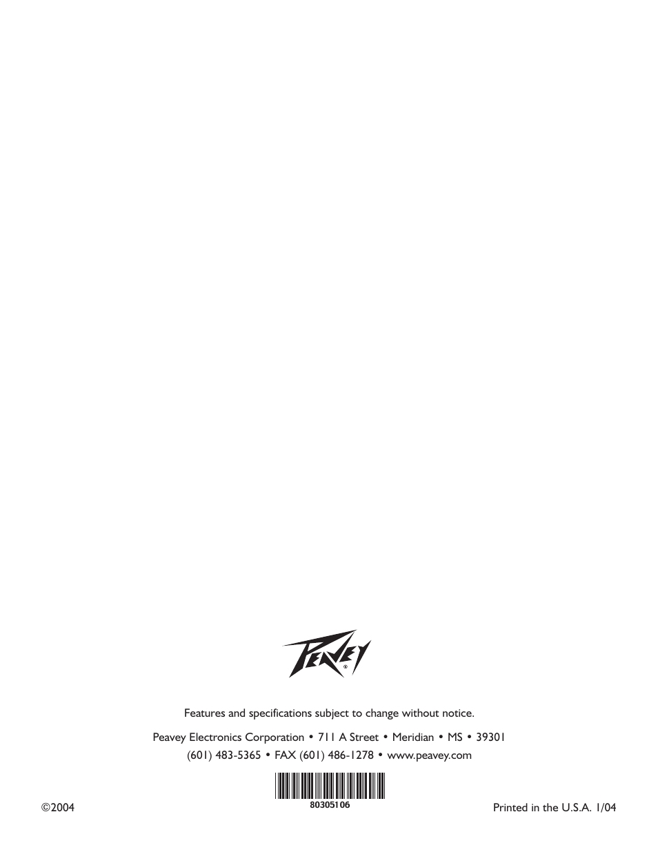 Peavey S-14 User Manual | Page 32 / 32