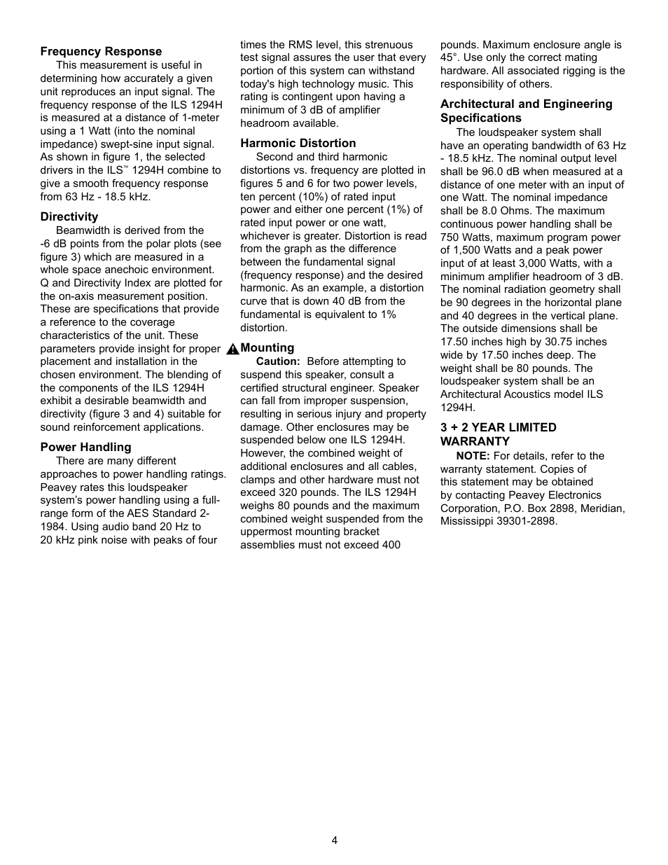 Peavey ILS 1294 H User Manual | Page 4 / 12