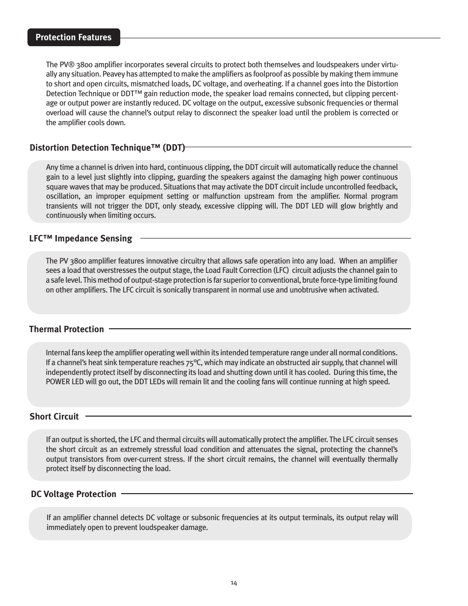 Peavey PV 3800 User Manual | Page 14 / 20