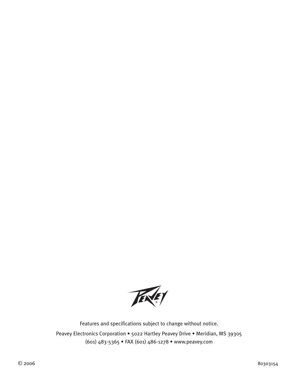 Peavey PV 3800 User Manual | Page 20 / 20
