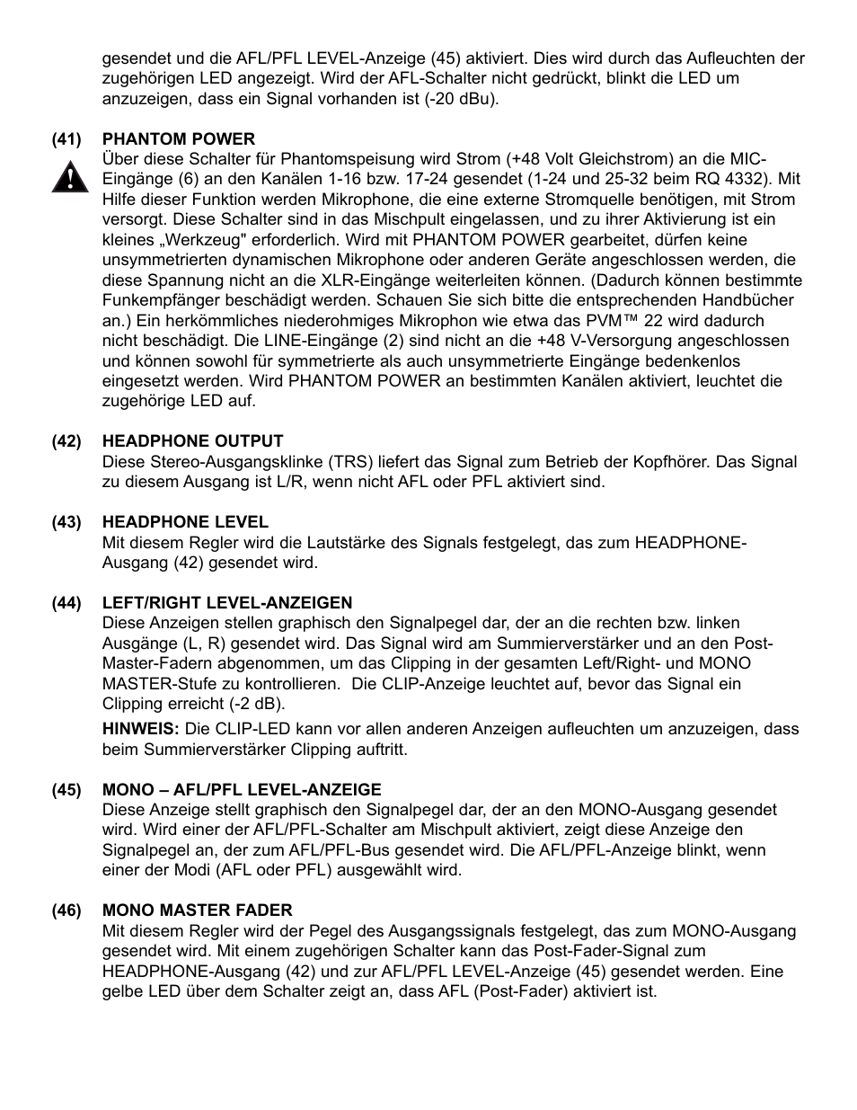 Peavey RQ 4300 Series User Manual | Page 54 / 60