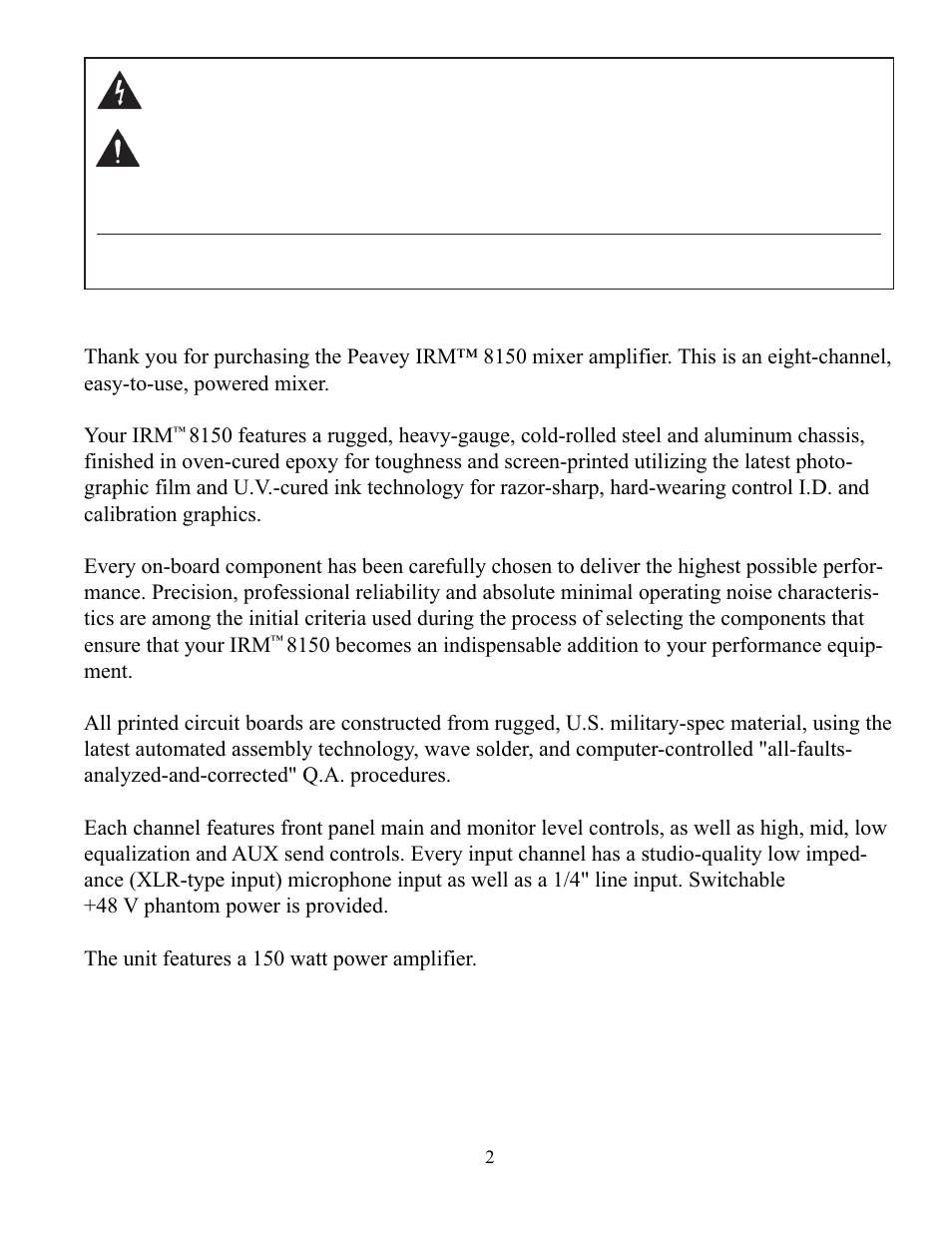 Peavey IRM 8150 User Manual | Page 2 / 16