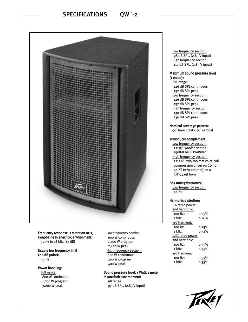 Peavey QWTM -2 User Manual | 4 pages