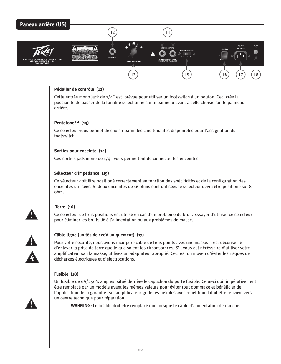 Peavey Penta Tube Amplifier User Manual | Page 22 / 32