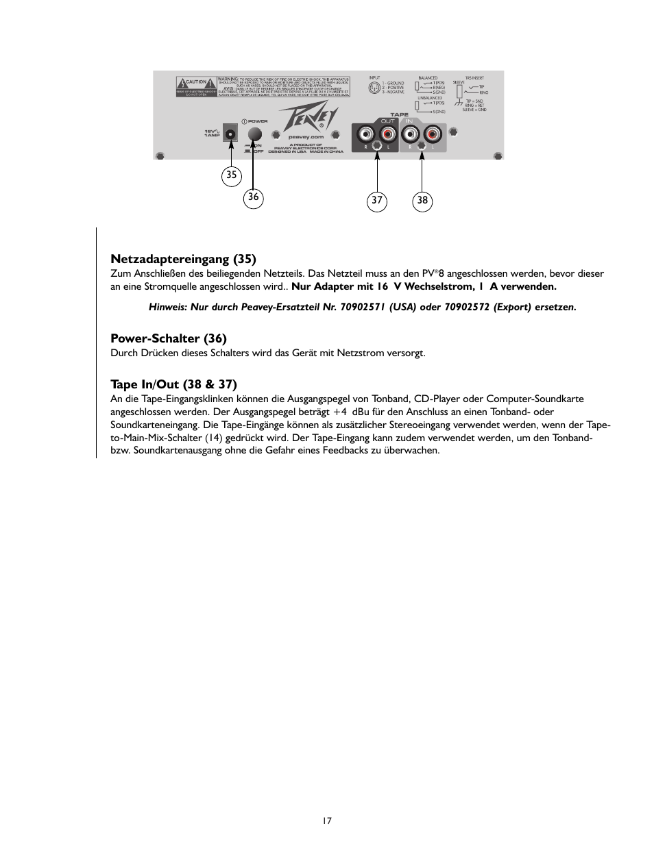 Peavey PV 8 User Manual | Page 17 / 36