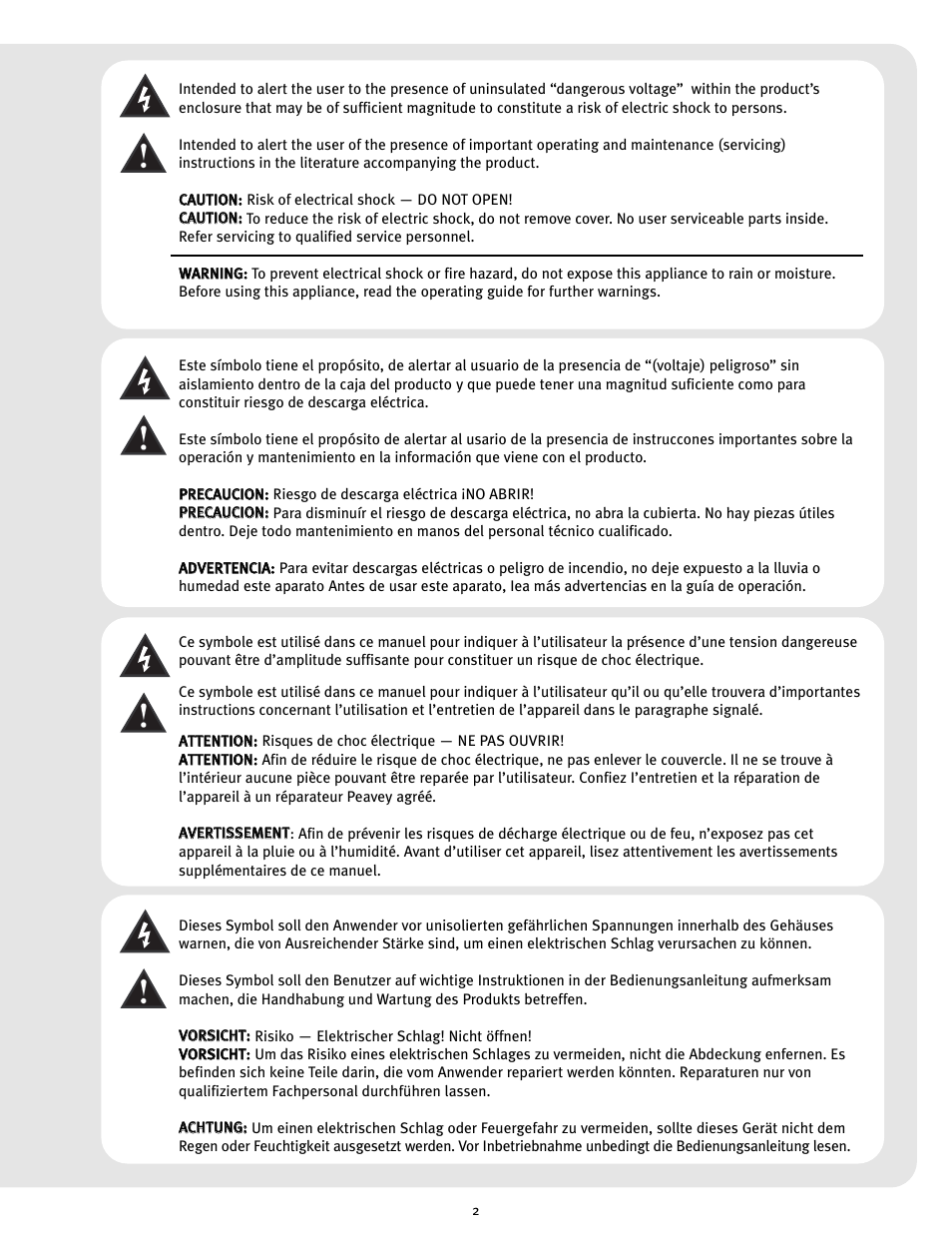 Peavey PV 8 User Manual | Page 2 / 36