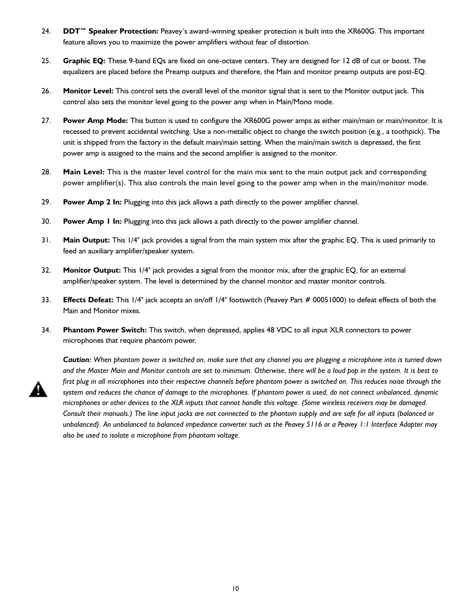 Peavey XR 600G User Manual | Page 10 / 44