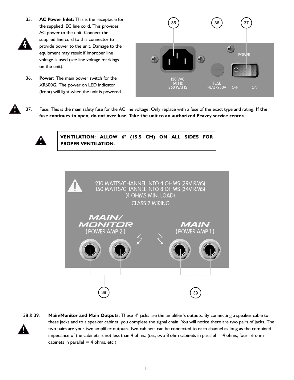 Peavey XR 600G User Manual | Page 11 / 44