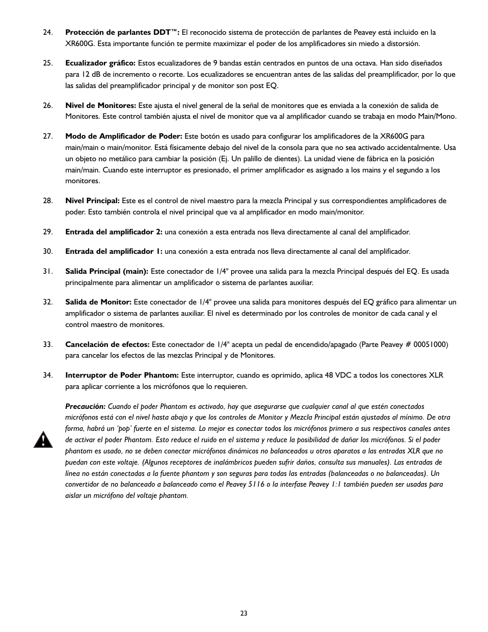 Peavey XR 600G User Manual | Page 23 / 44