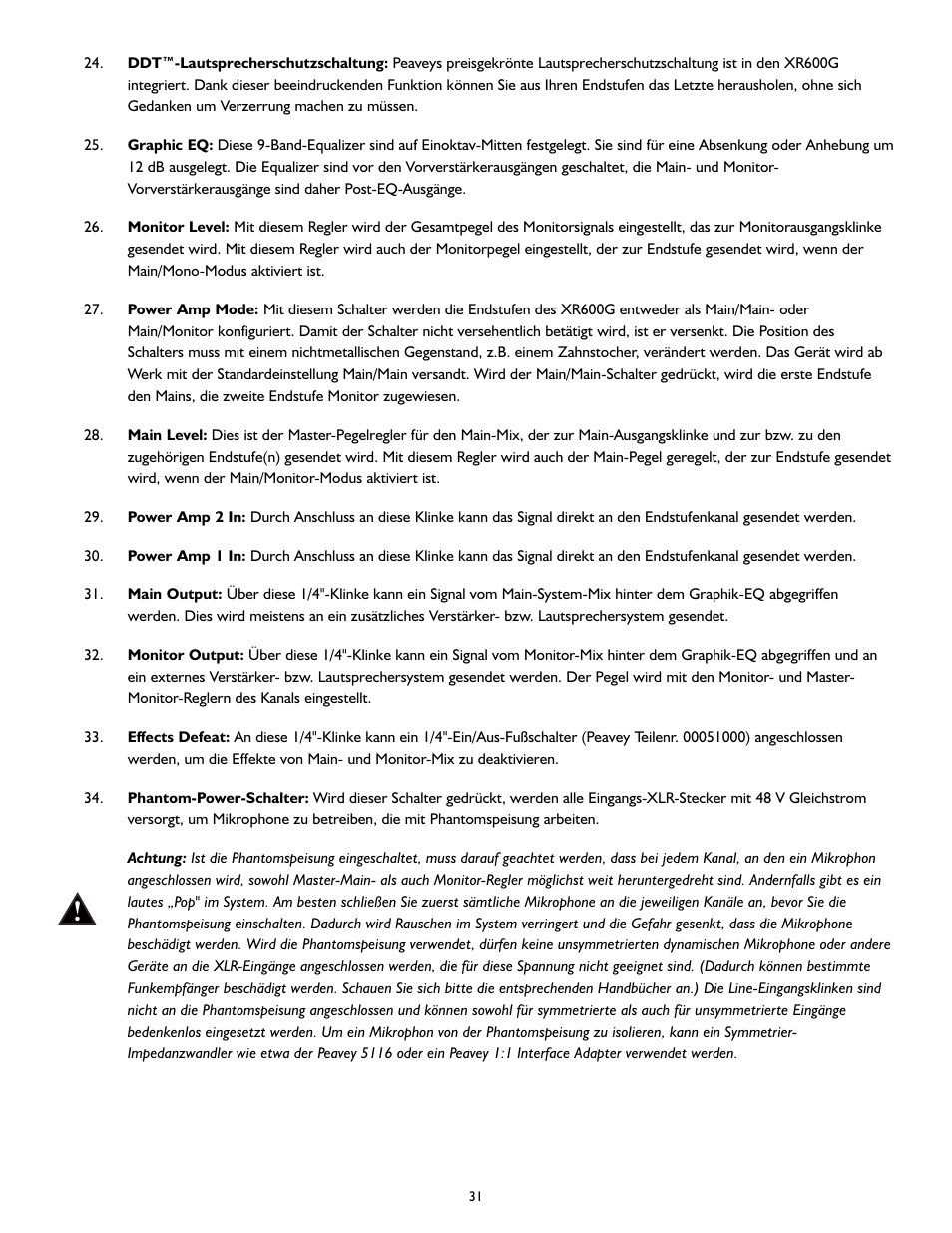 Peavey XR 600G User Manual | Page 31 / 44