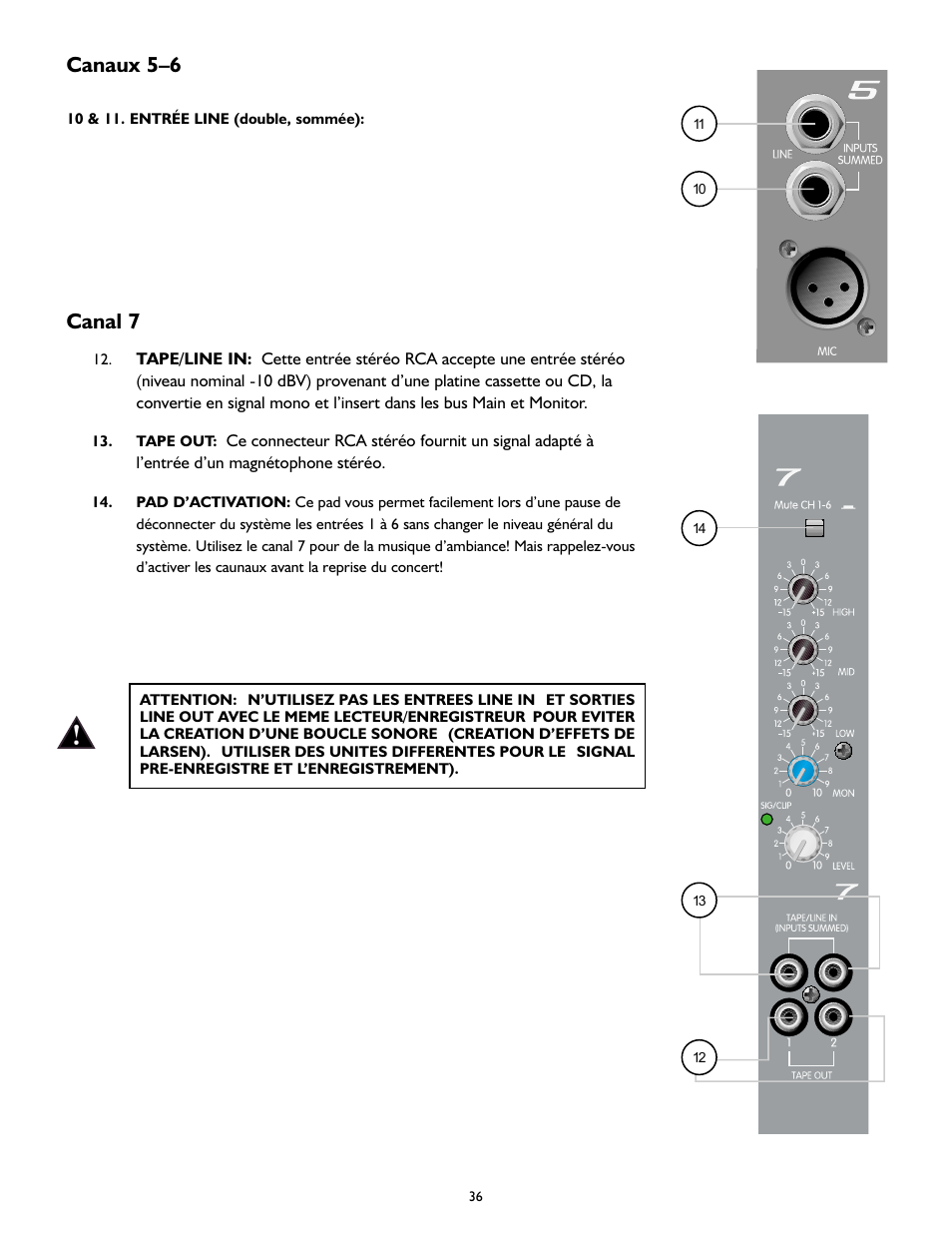 Canal 7 canaux 5–6 | Peavey XR 600G User Manual | Page 36 / 44