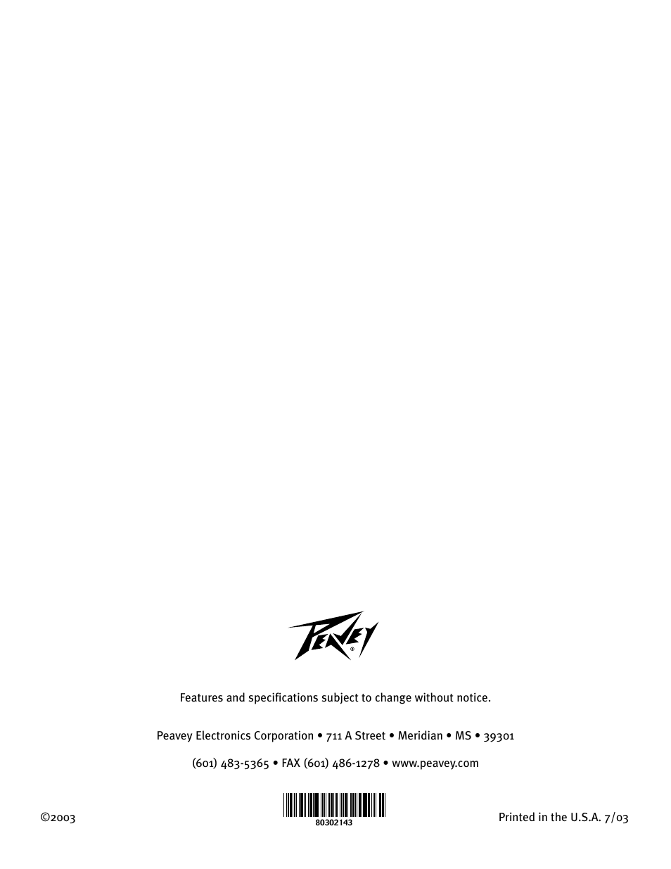 Peavey XR 600G User Manual | Page 44 / 44