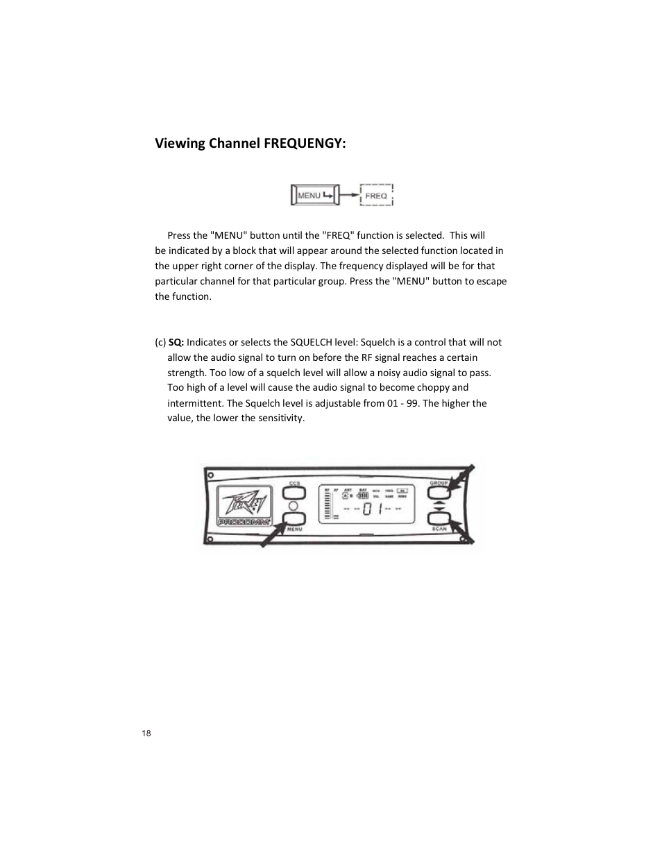 Viewing channel frequengy | Peavey PRO COMM U1002 User Manual | Page 18 / 36