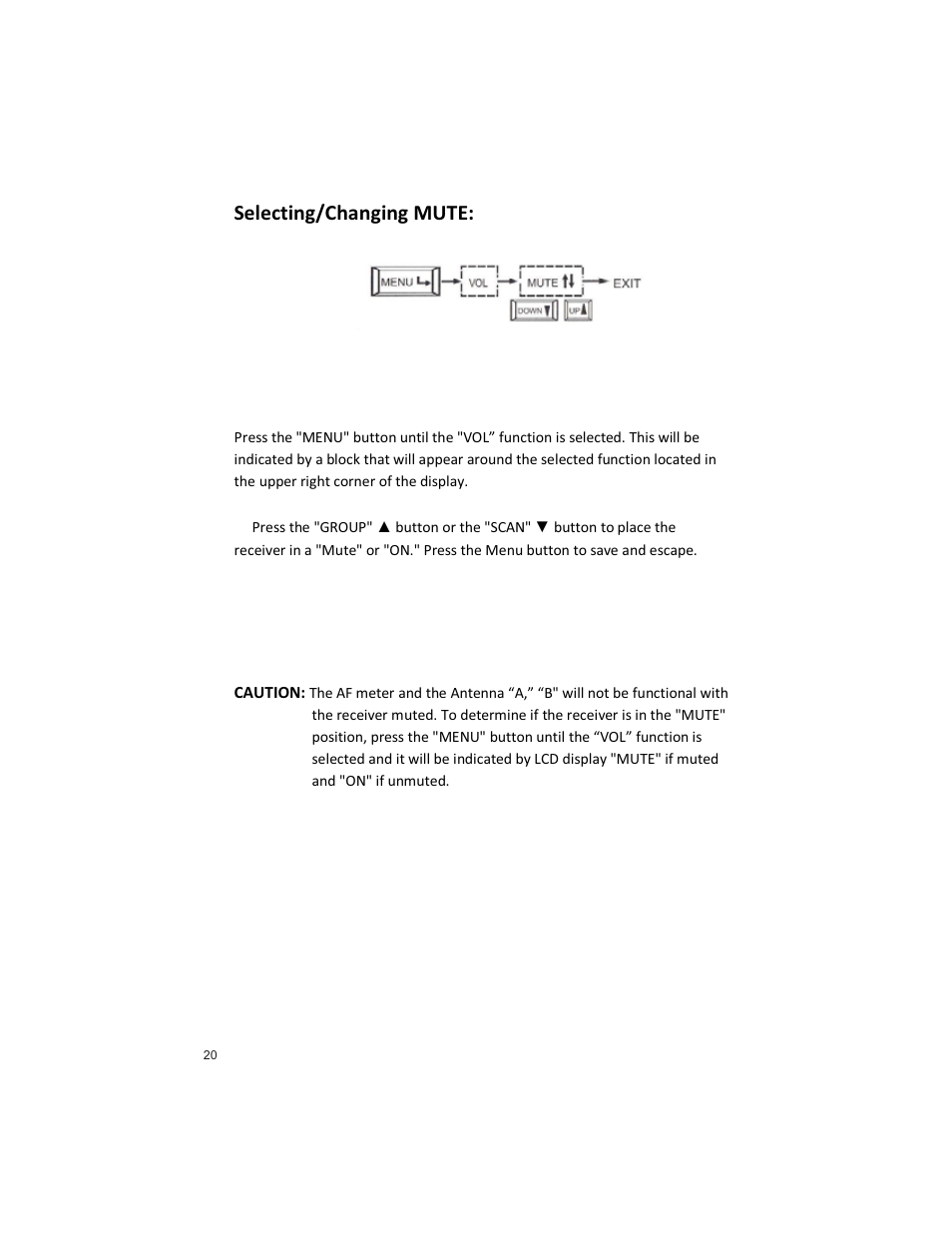 Selecting/changing mute | Peavey PRO COMM U1002 User Manual | Page 20 / 36