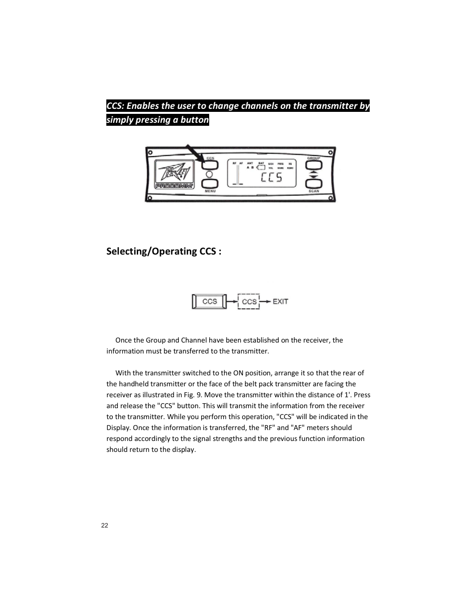Selecting/operating ccs | Peavey PRO COMM U1002 User Manual | Page 22 / 36