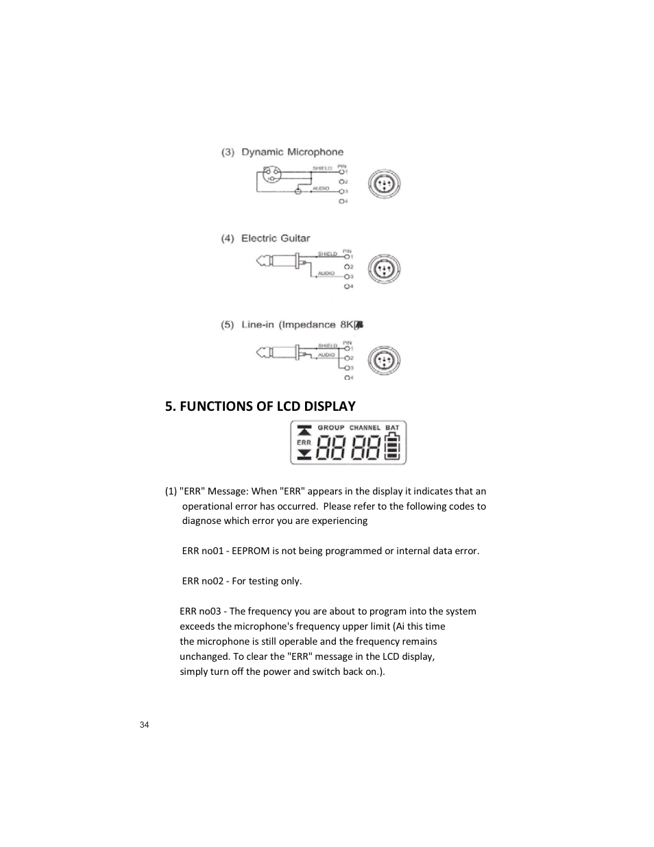 Functions of lcd display | Peavey PRO COMM U1002 User Manual | Page 34 / 36