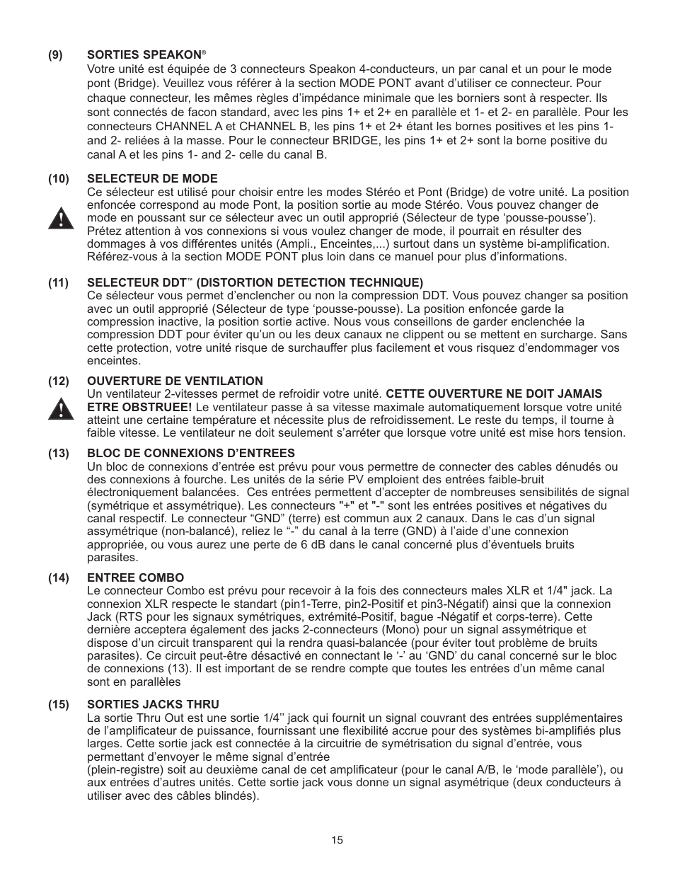 Peavey PV 1500 User Manual | Page 15 / 32