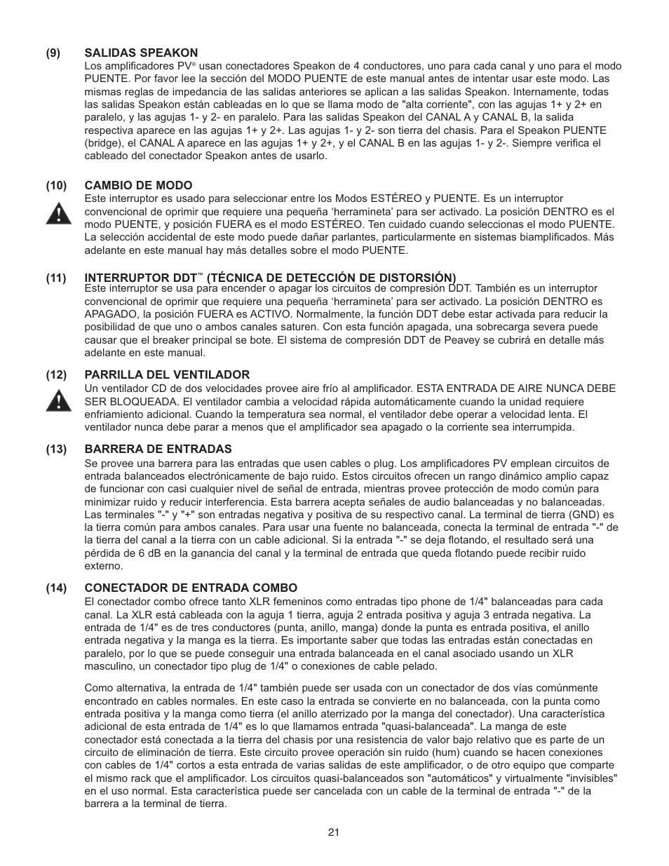 Peavey PV 1500 User Manual | Page 21 / 32