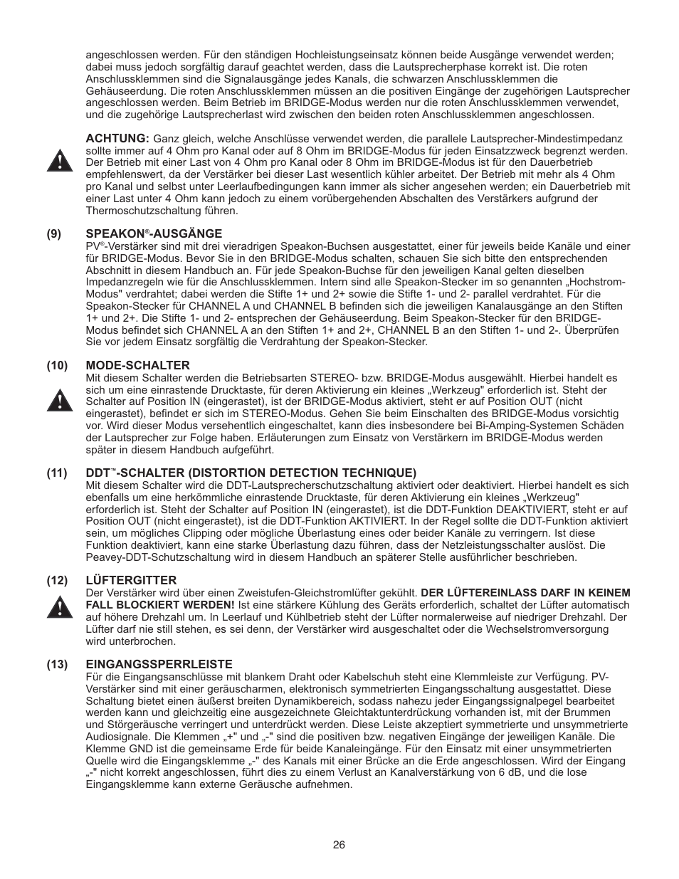 Peavey PV 1500 User Manual | Page 26 / 32