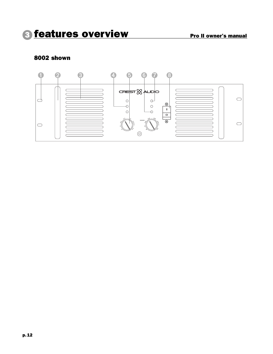 Features overview, 8002 shown, Pro ii owner’s manual | Peavey 8002 User Manual | Page 14 / 42